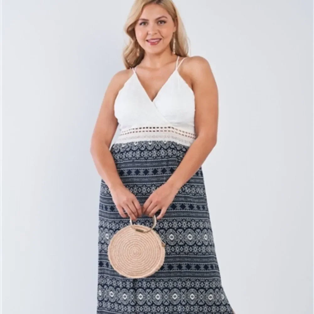 ASOS x TRAC Surplice V Neck Crochet Trim Strappy Back Maxi Dress - Picture 2 of 6
